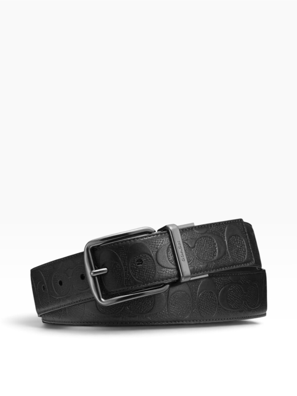 Coach Embossed Leather Black Belt 34"